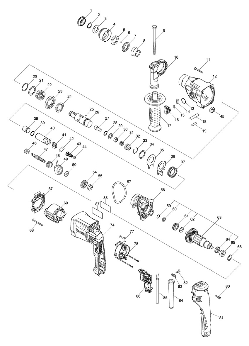 Схема на Перфоратор Makita HR 1840