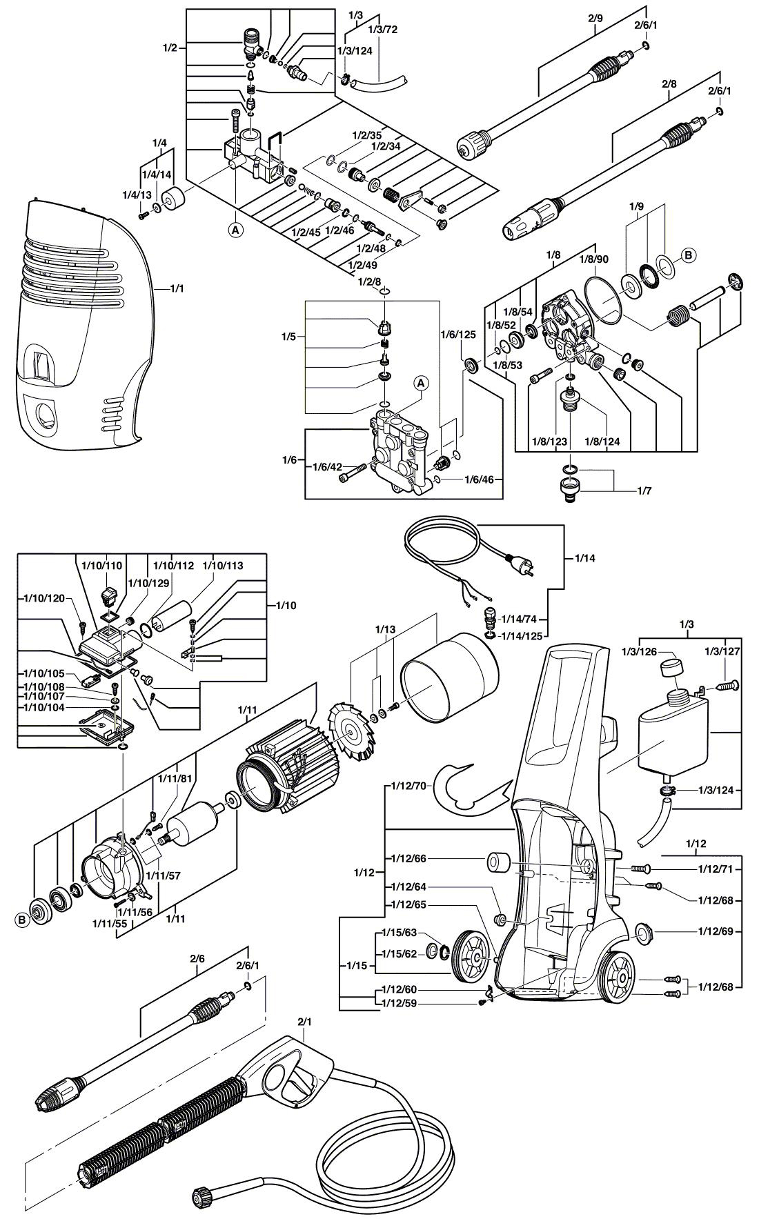 Схема на Мойка высокого давления Bosch AQUATAK 1250 (0 600 873 103)