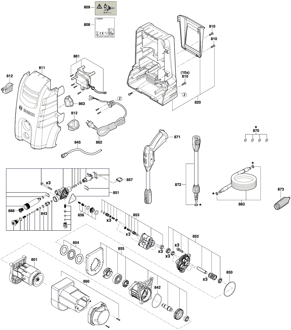 Схема на Мойка высокого давления Bosch AQT 33-10 (3 600 HA7 000)