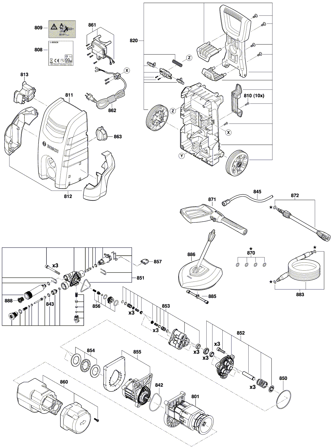 Схема на Мийка високого тиску Bosch AQT 3400+ (3 600 HA7 171)