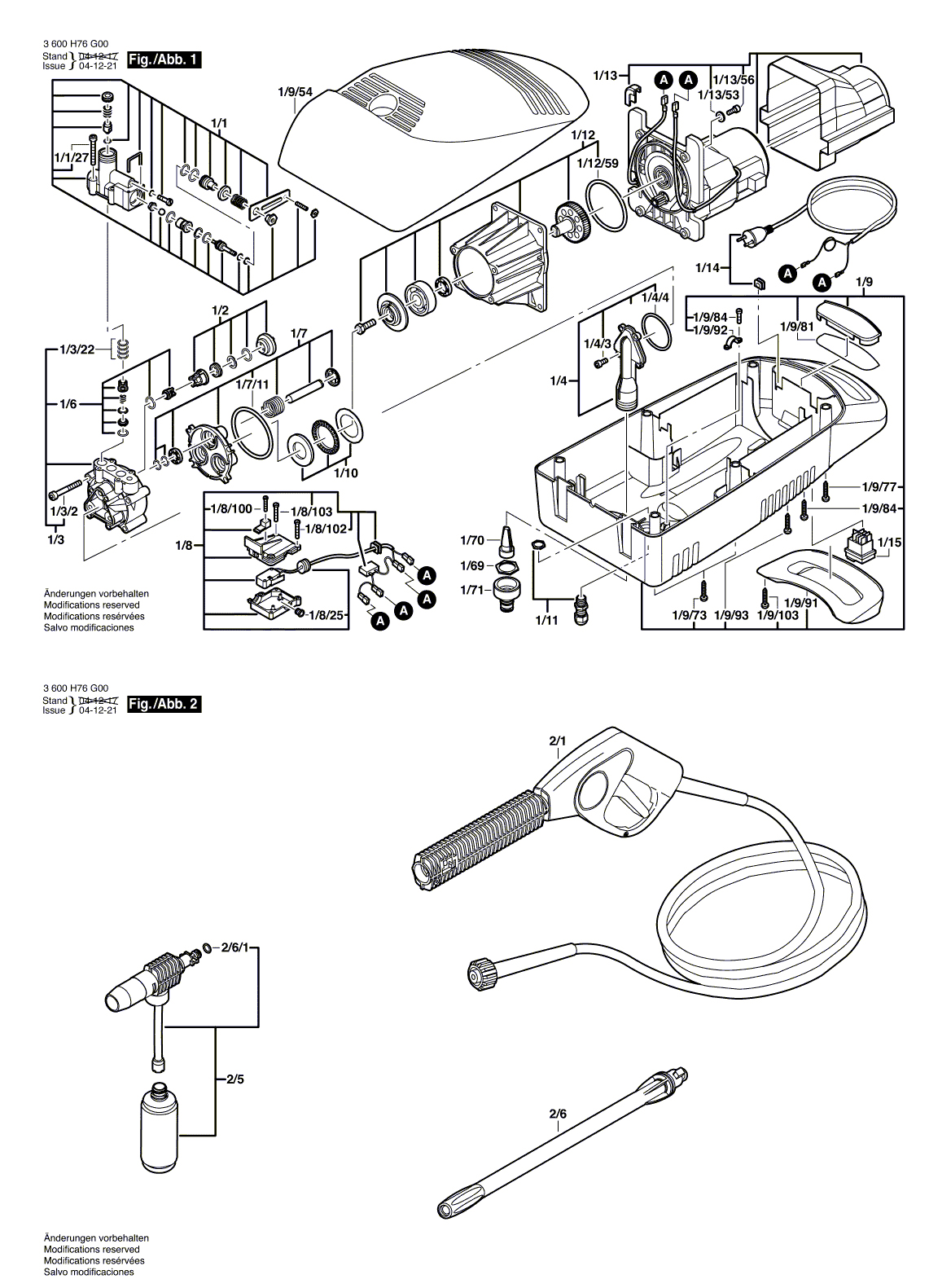 Схема на Мийка високого тиску Bosch AQUATAK 10 (3 600 H76 G00)