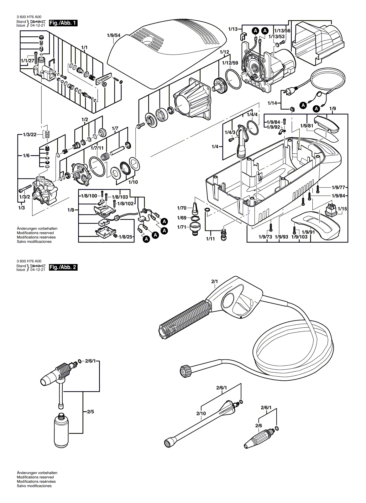 Схема на Мойка высокого давления Bosch AQUATAK 100 PLUS (3 600 H76 B00)