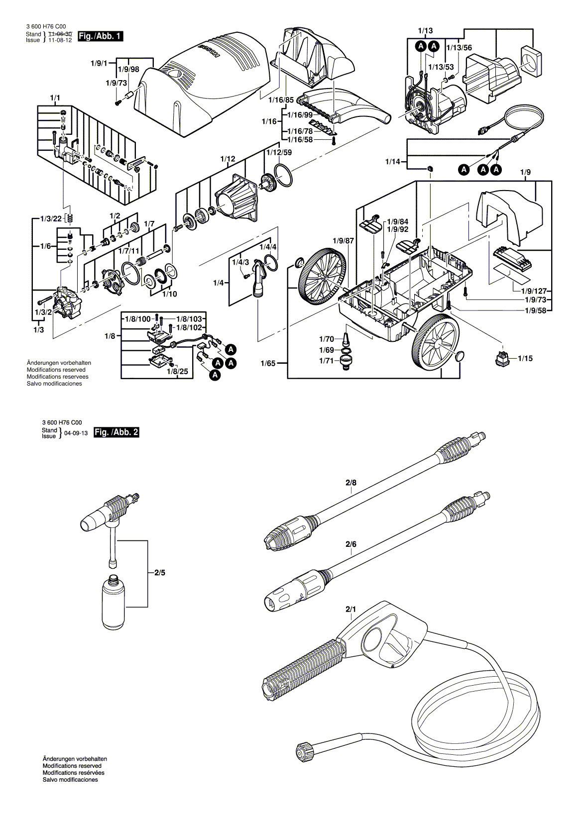 Схема на Мойка высокого давления Bosch AQUATAK 110 (3 600 H76 C00)
