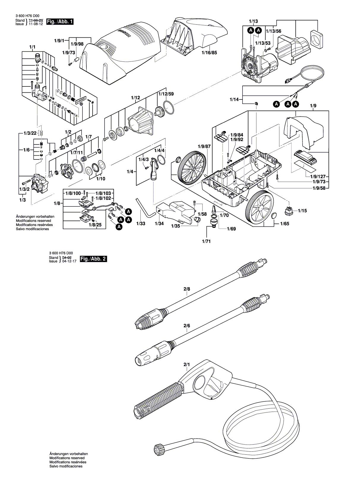 Схема на Мийка високого тиску Bosch AQUATAK 110 PLUS (3 600 H76 D00)