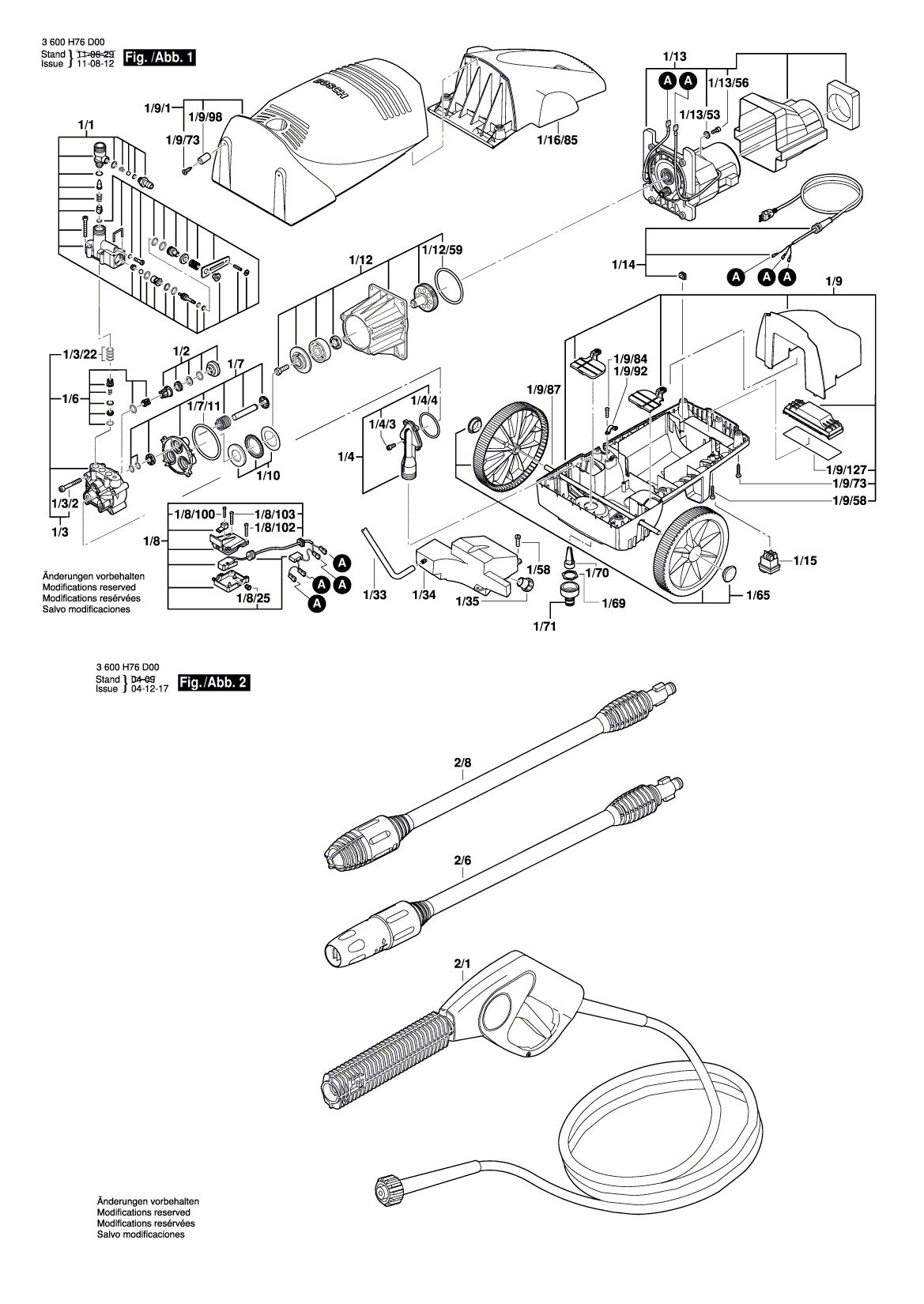 Схема на Мийка високого тиску Bosch AQUATAK 115 PLUS (3 600 H76 E00)