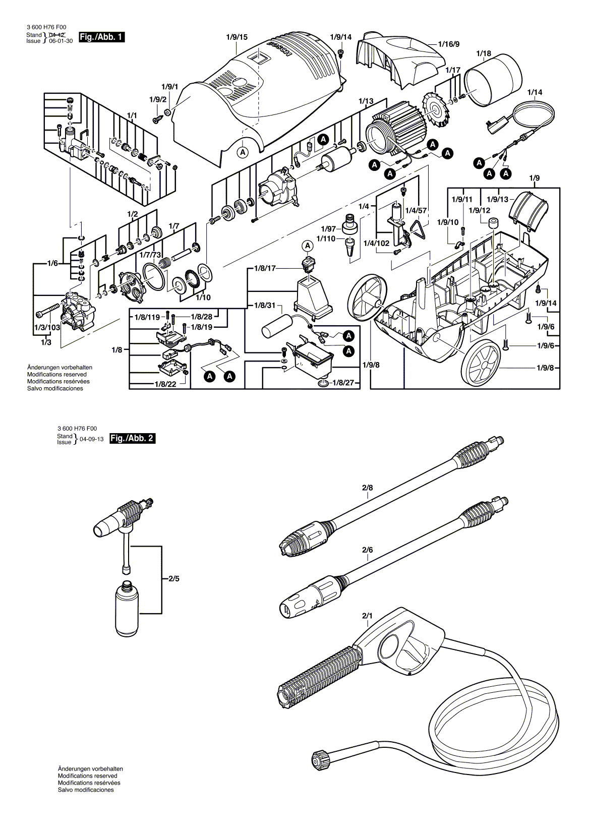 Схема на Мийка високого тиску Bosch AQUATAK 1200 PLUS (3 600 H76 F00)