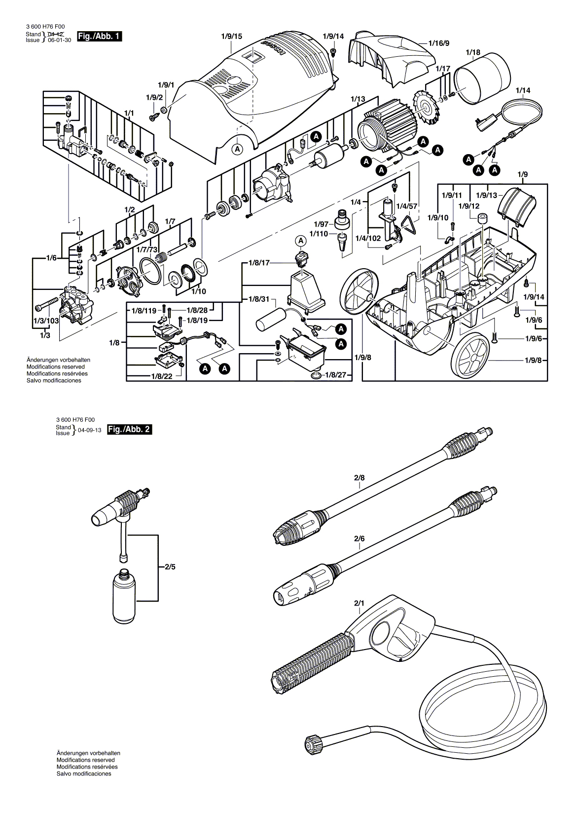 Схема на Мойка высокого давления Bosch AQUATAK 1200 PLUS (3 600 H76 F00)