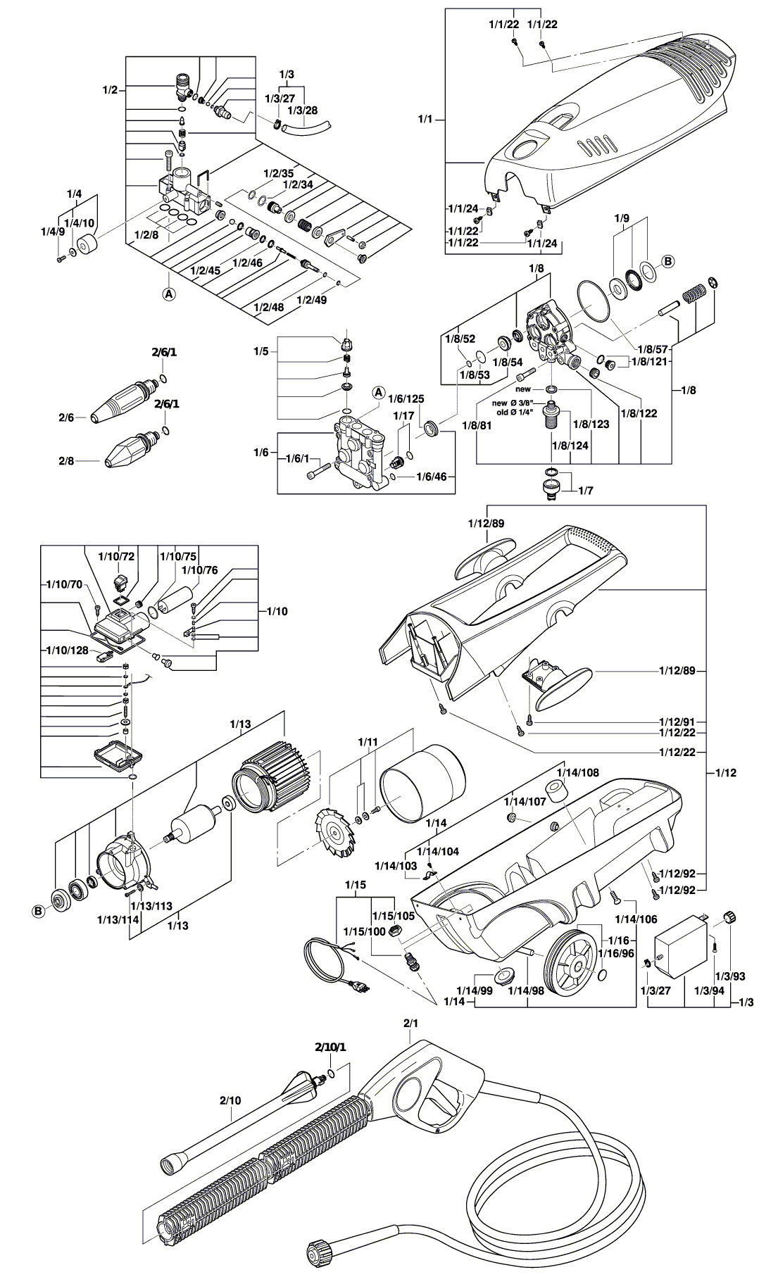 Схема на Мойка высокого давления Bosch AQUATAK 1300 SI (0 600 874 003)