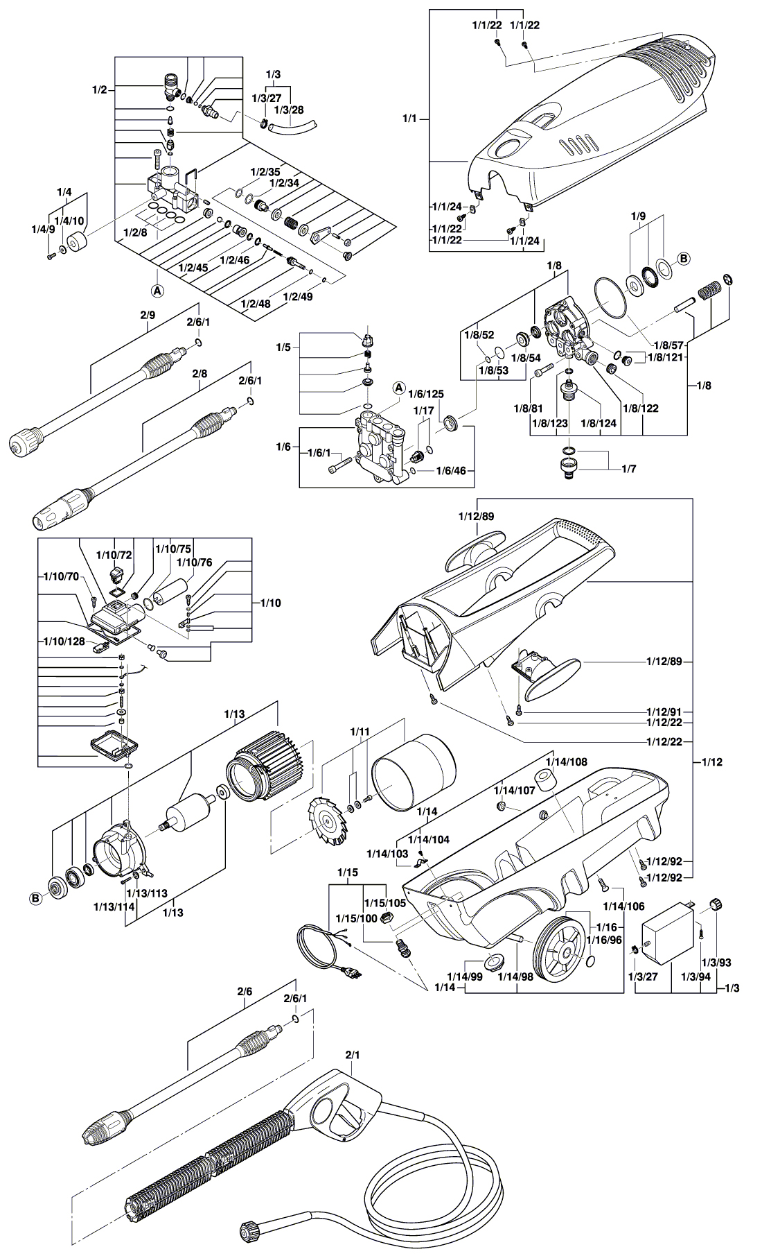 Схема на Мойка высокого давления Bosch AQUATAK 1350 (0 600 874 103)