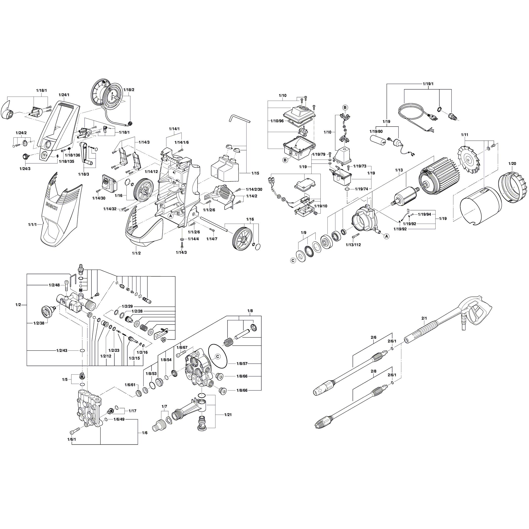 Схема на Мойка высокого давления Bosch AQUATAK 150 PRO X (3 600 H77 B00)