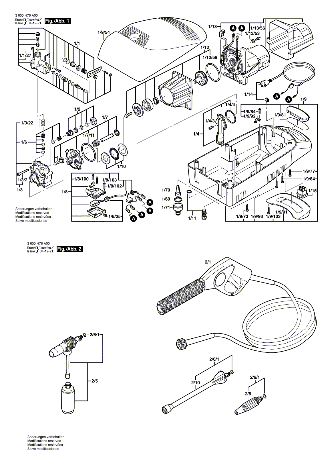Схема на Мийка високого тиску Bosch AQUATAK ECO PLUS (3 600 H76 BL0)