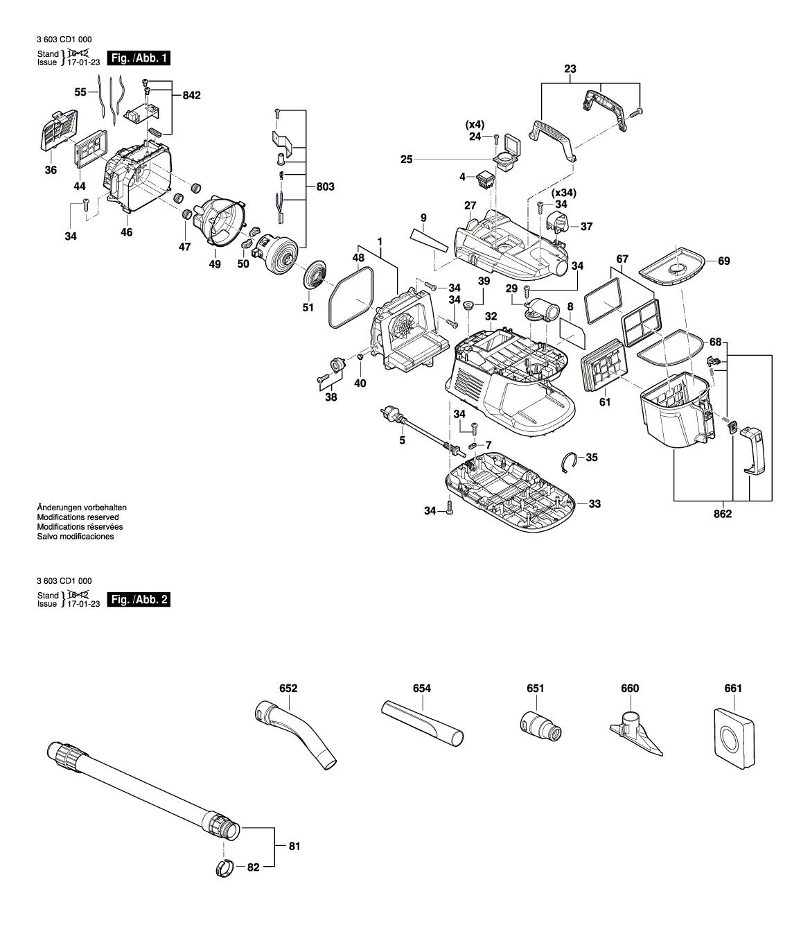 Схема на Пылесос Bosch Easy Vac 3 (3 603 CD1 000)