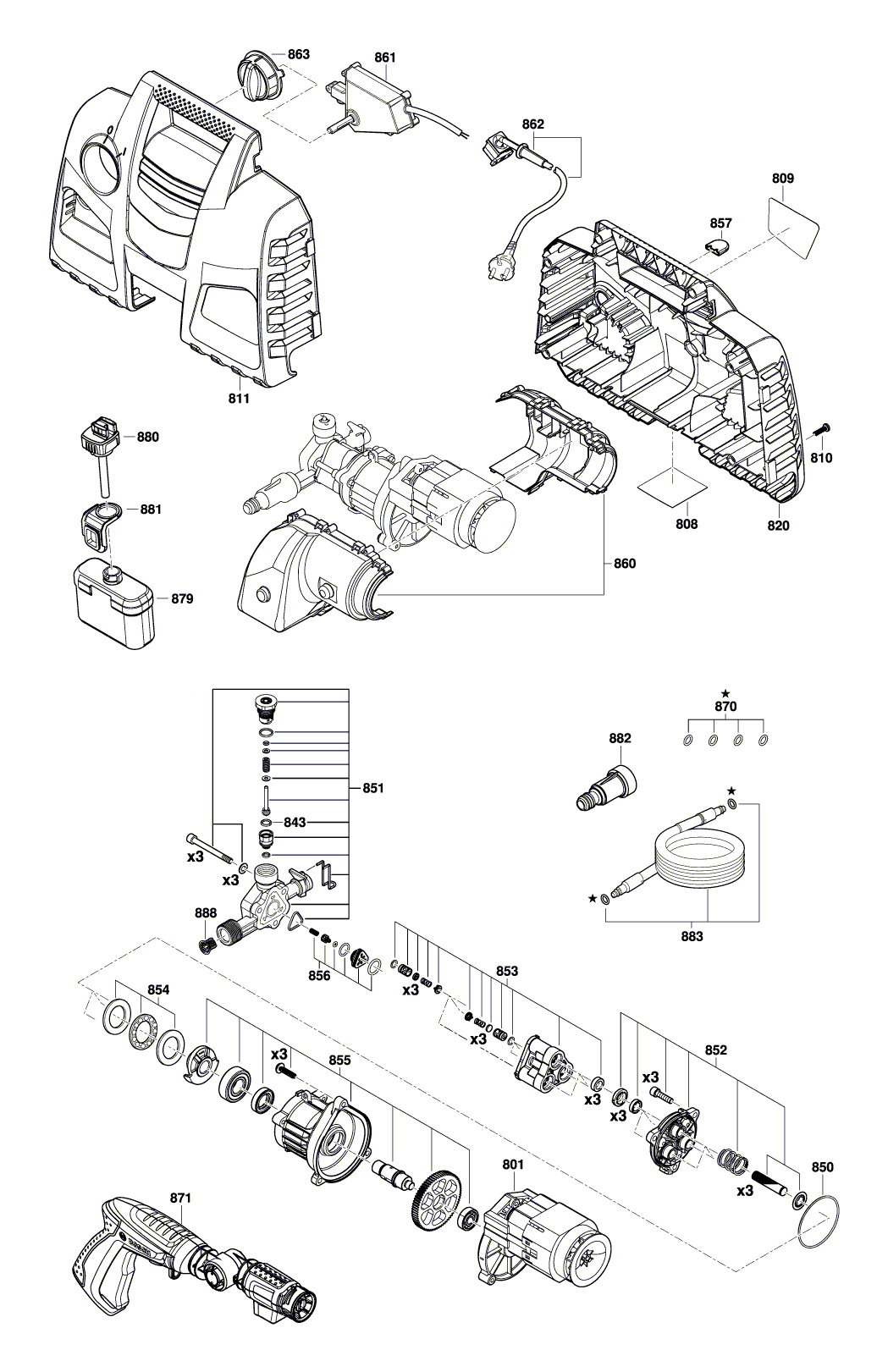 Схема на Мойка высокого давления Bosch EasyAquatak 100 (3 600 HA7 E00)