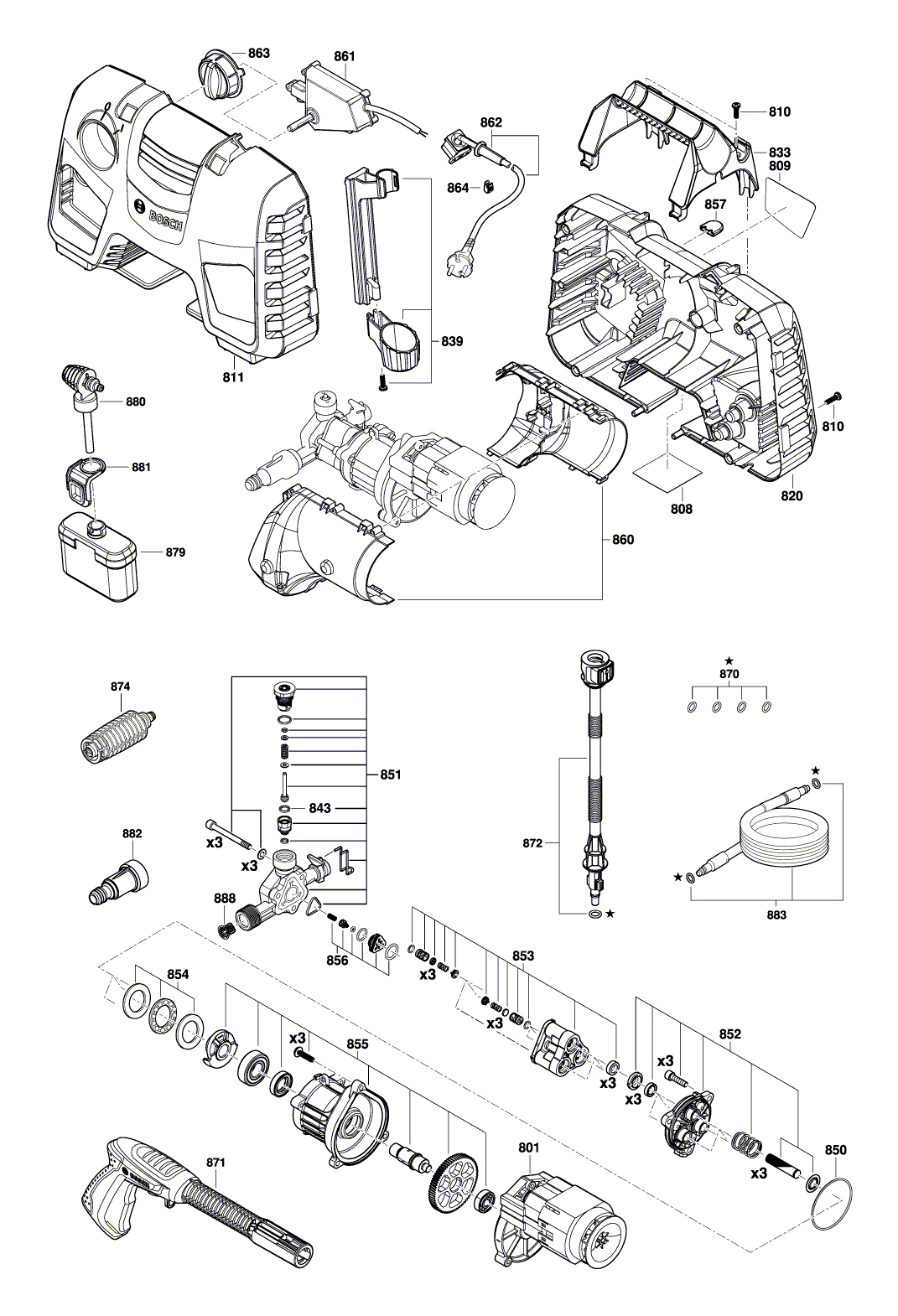 Схема на Мойка высокого давления Bosch EasyAquatak 110 (3 600 HA7 F00)