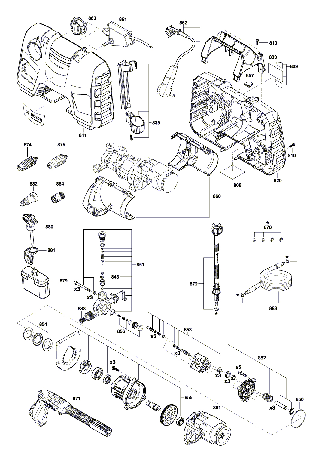 Схема на Мийка високого тиску Bosch EasyAquatak 1700 (3 600 HA7 911)