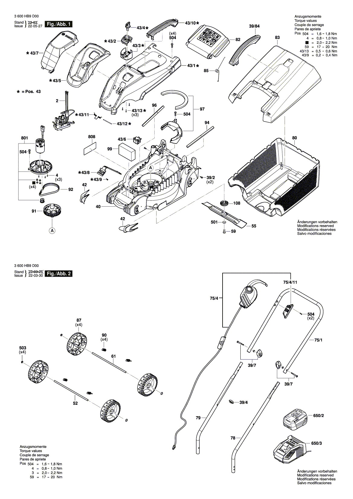 Схема на Газонокосарка Bosch EasyMower 18V-32-200 (3 600 HB9 D00)