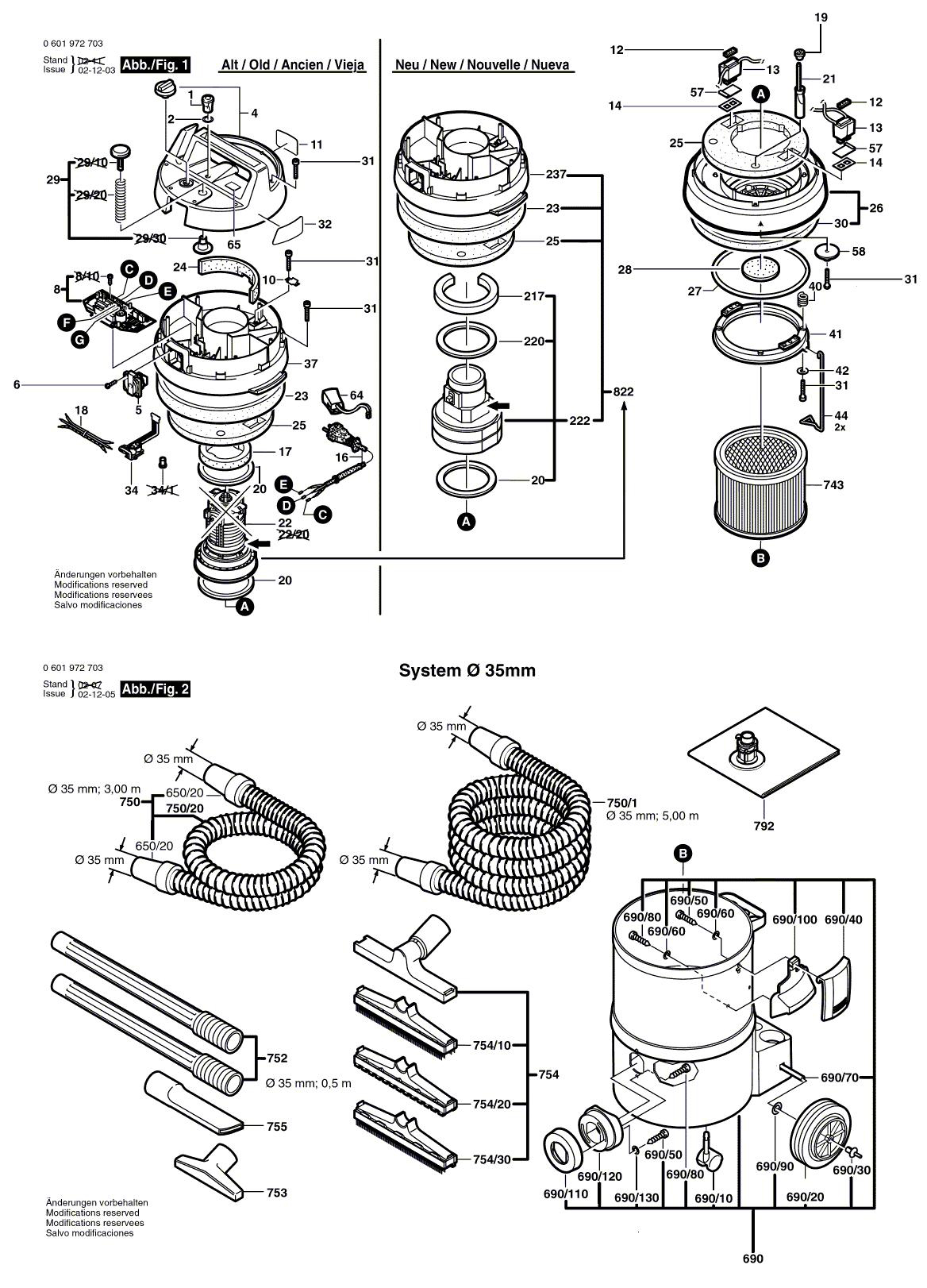 Схема на Пилосос Bosch GAS 10-50 RFH (0 601 972 703)