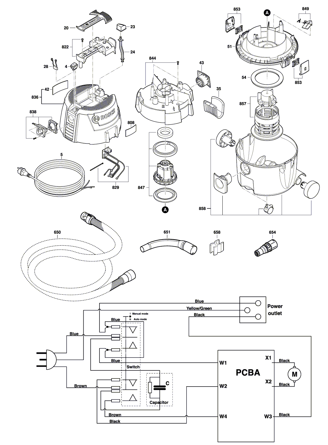 Схема на Пилосос Bosch GAS 15 L (3 601 J7B 000)