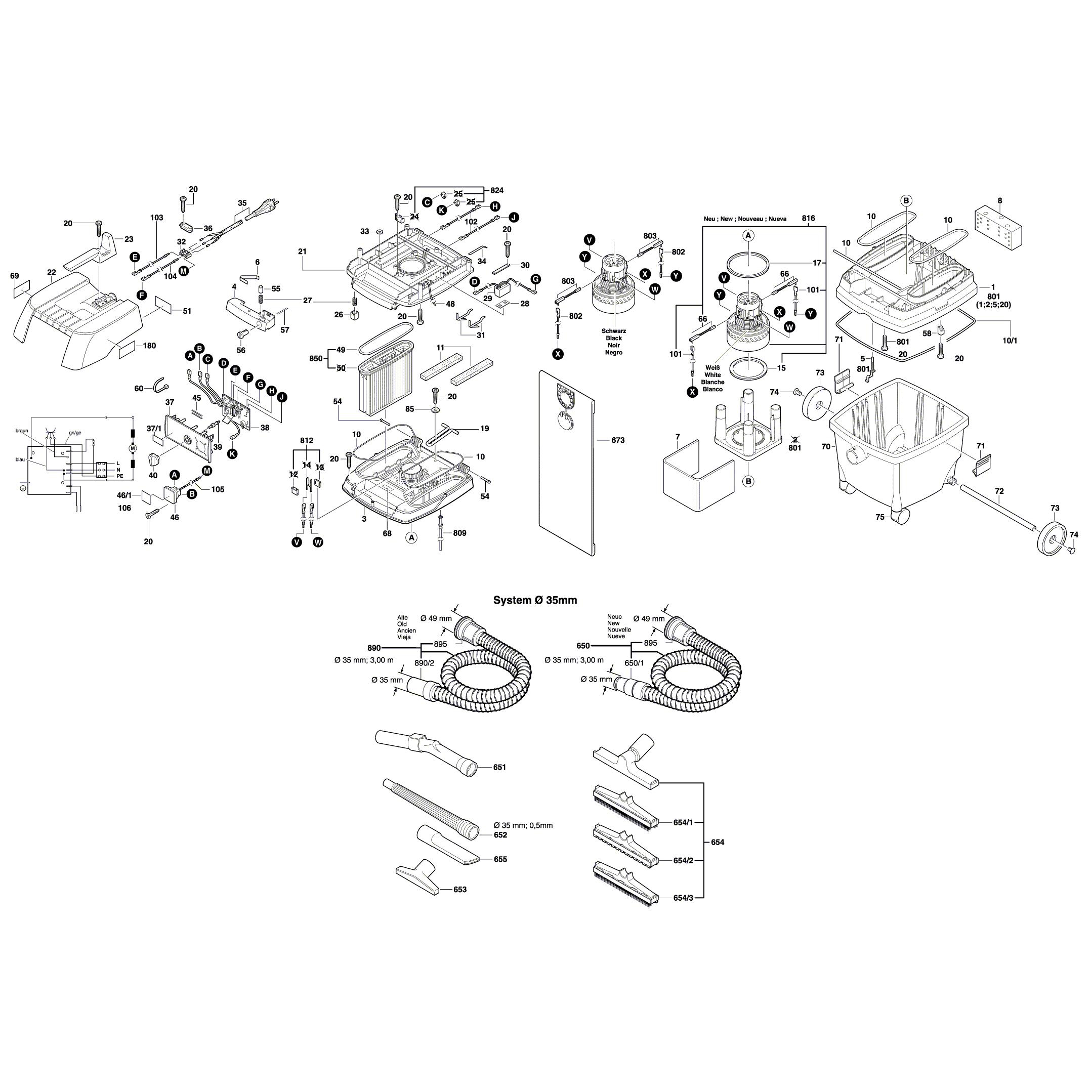 Схема на Пылесос Bosch GAS 25 L SFC (0 601 979 103)