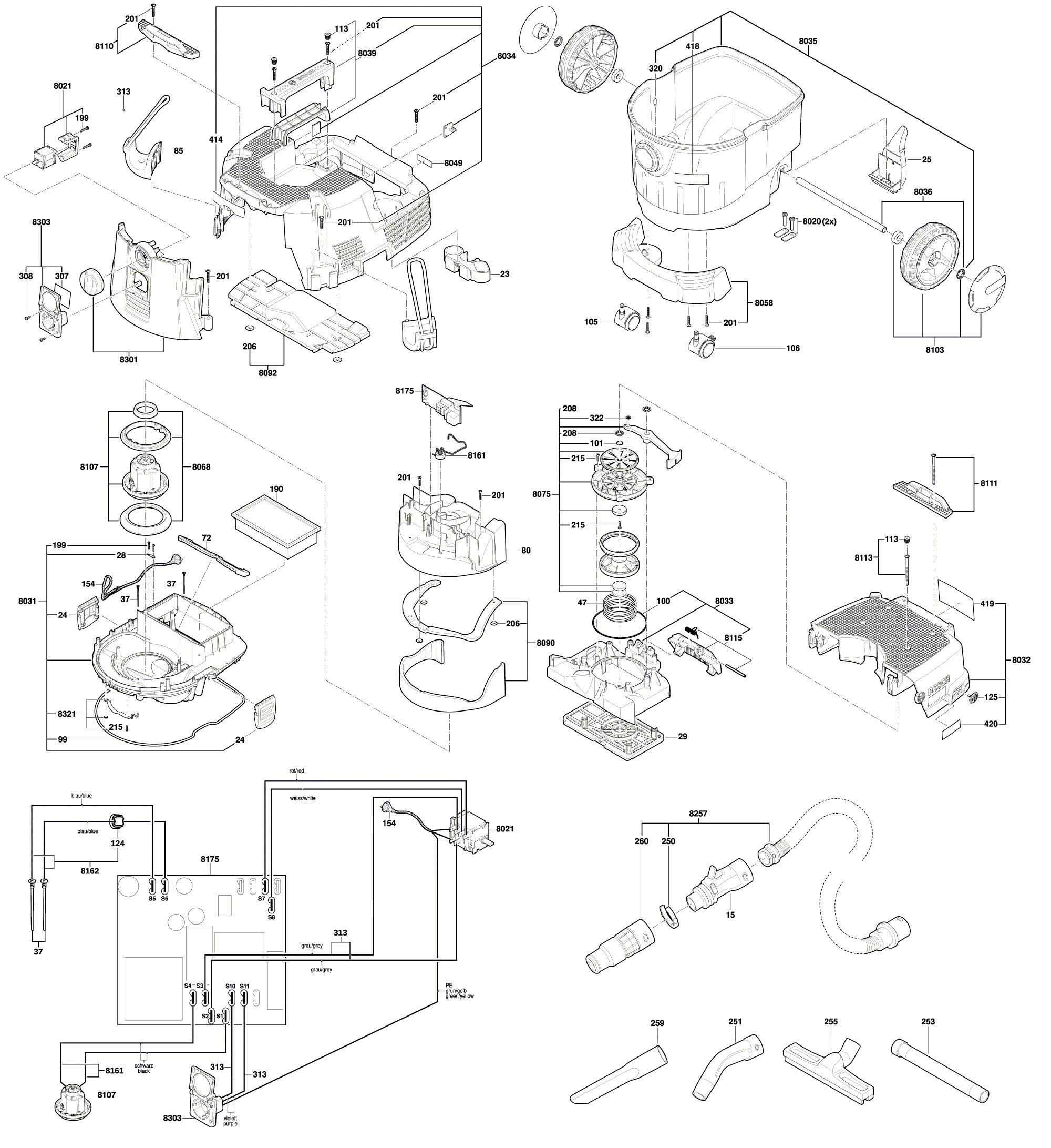 Схема на Пылесос Bosch GAS 35 L SFC (3 601 JC3 000)