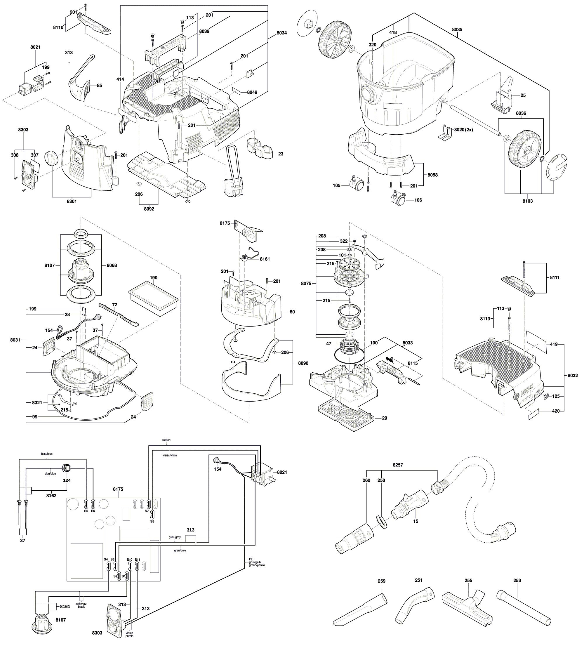 Схема на Пилосос Bosch GAS 35 L SFC+ (3 601 JC3 0F0)