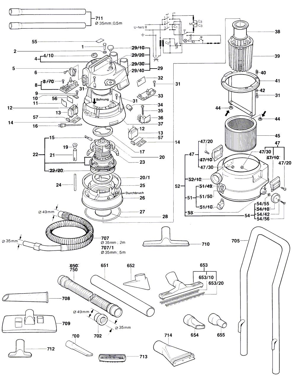 Схема на Пилосос Bosch GAS 900 RF (0 601 971 003)