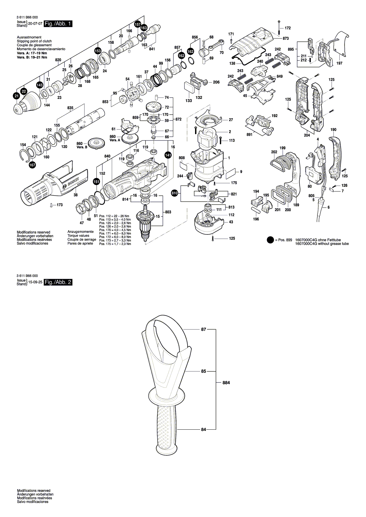 Схема на Перфоратор Bosch GBH 12-52 DV Bare (3 611 B66 0E0)