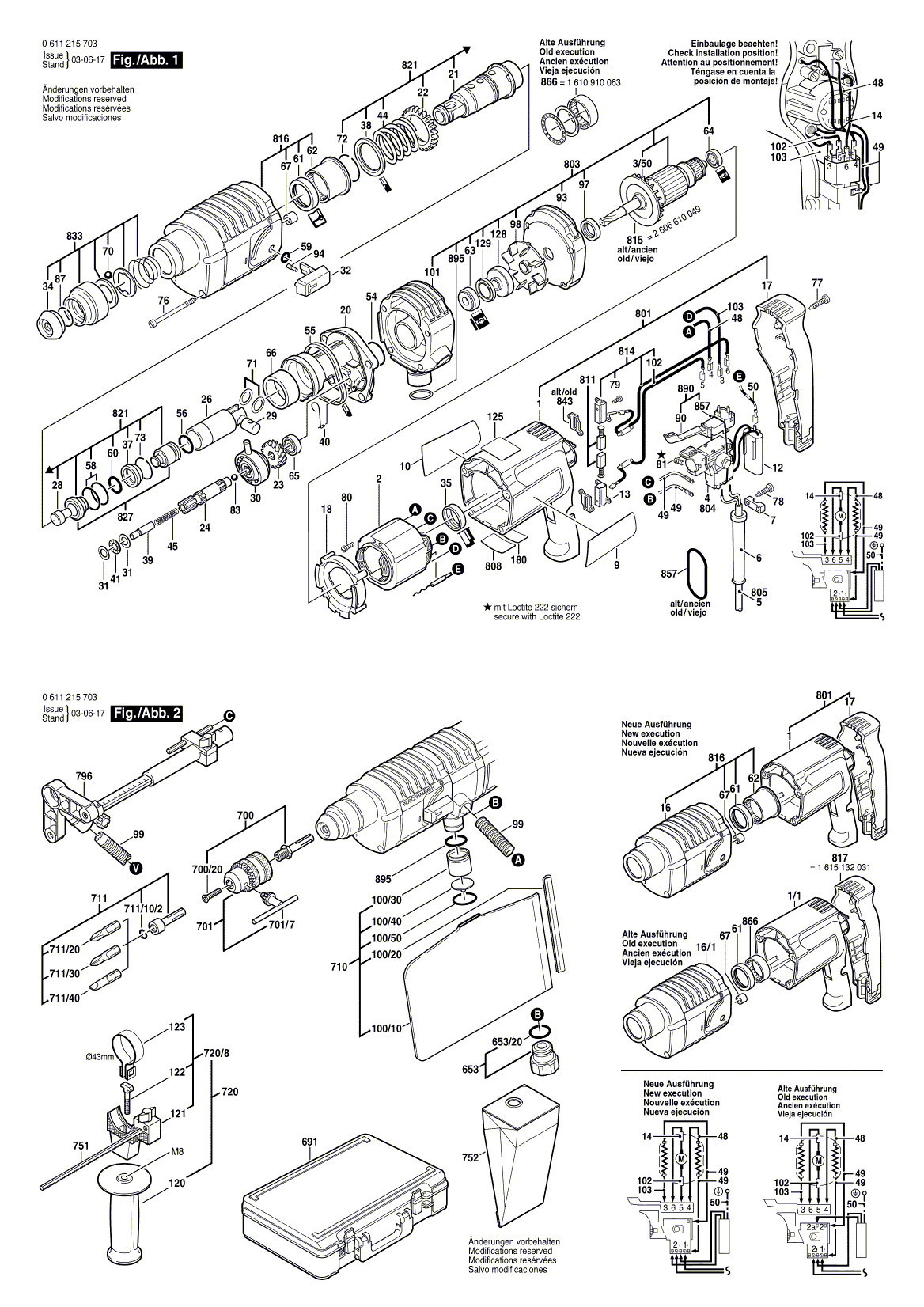 Схема на Перфоратор Bosch GBH 2-20 REA (0 611 215 703)
