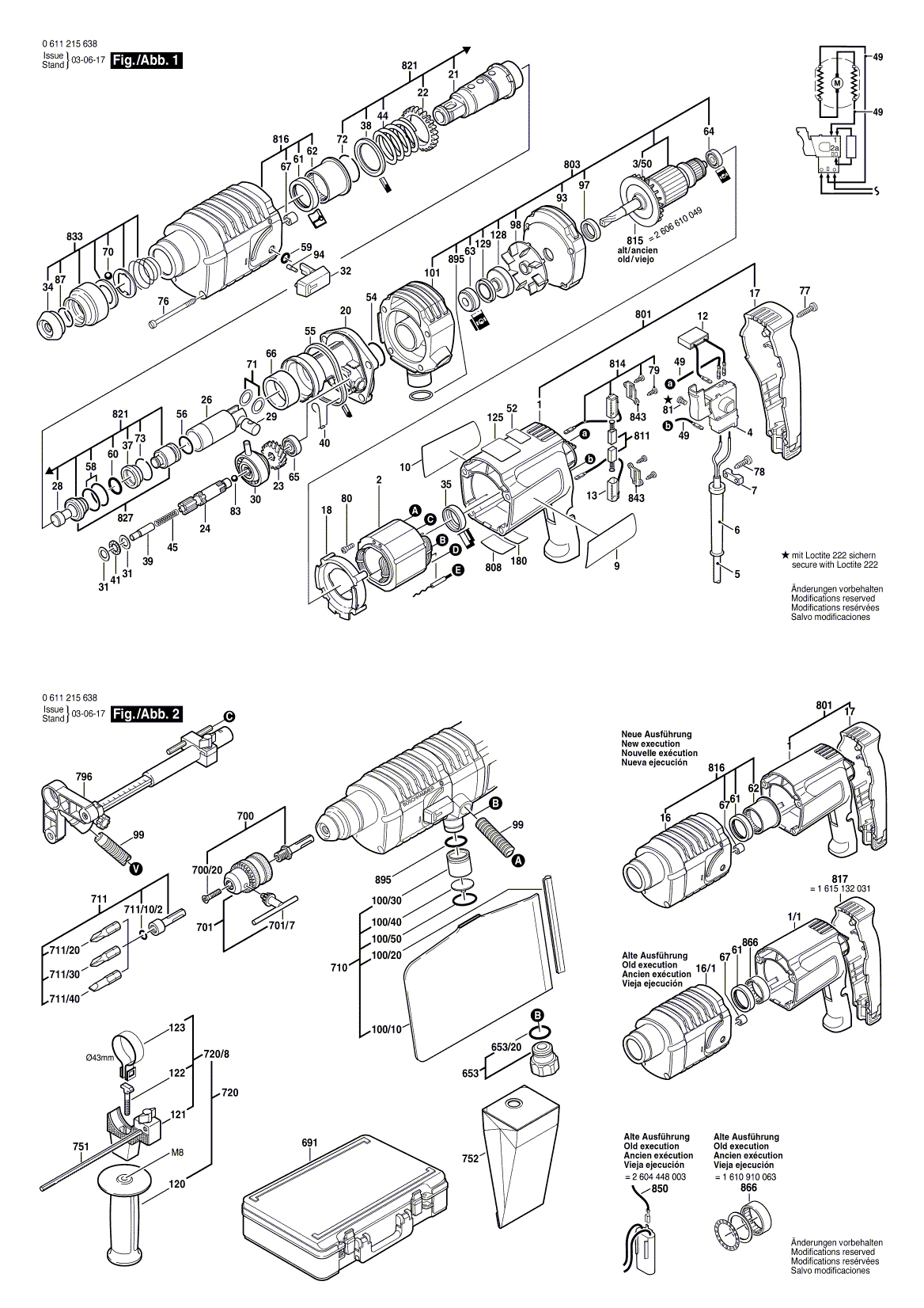 Схема на Перфоратор Bosch GBH 2-20 S (0 611 215 638)