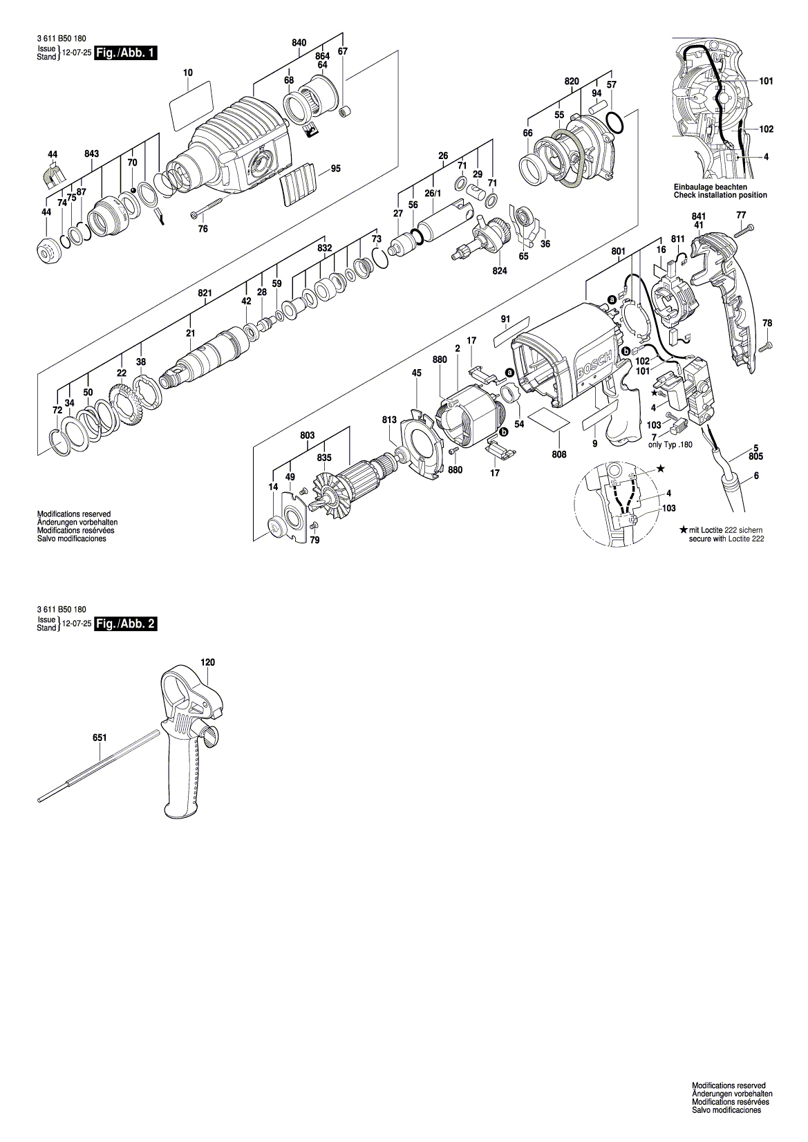 Схема на Перфоратор Bosch GBH 2-22 (3 611 B50 180)