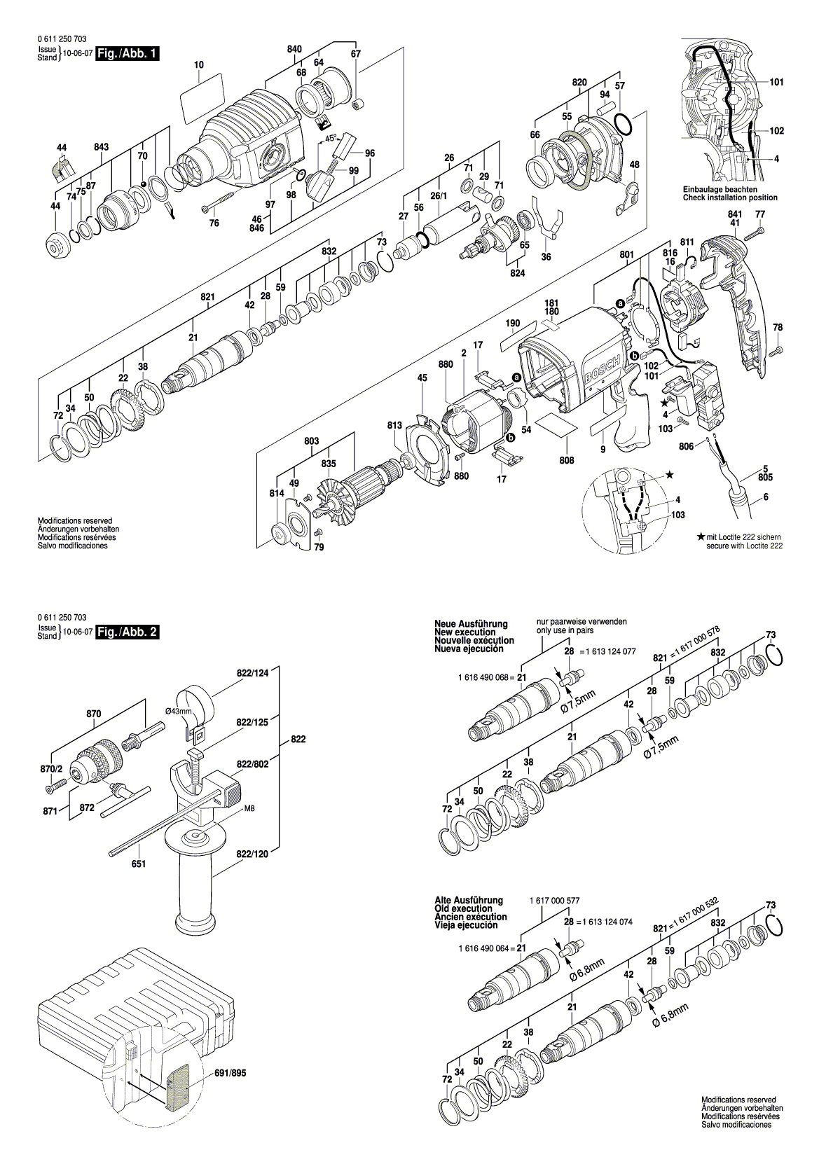 Схема на Перфоратор Bosch GBH 2-22 RE (0 611 250 703)