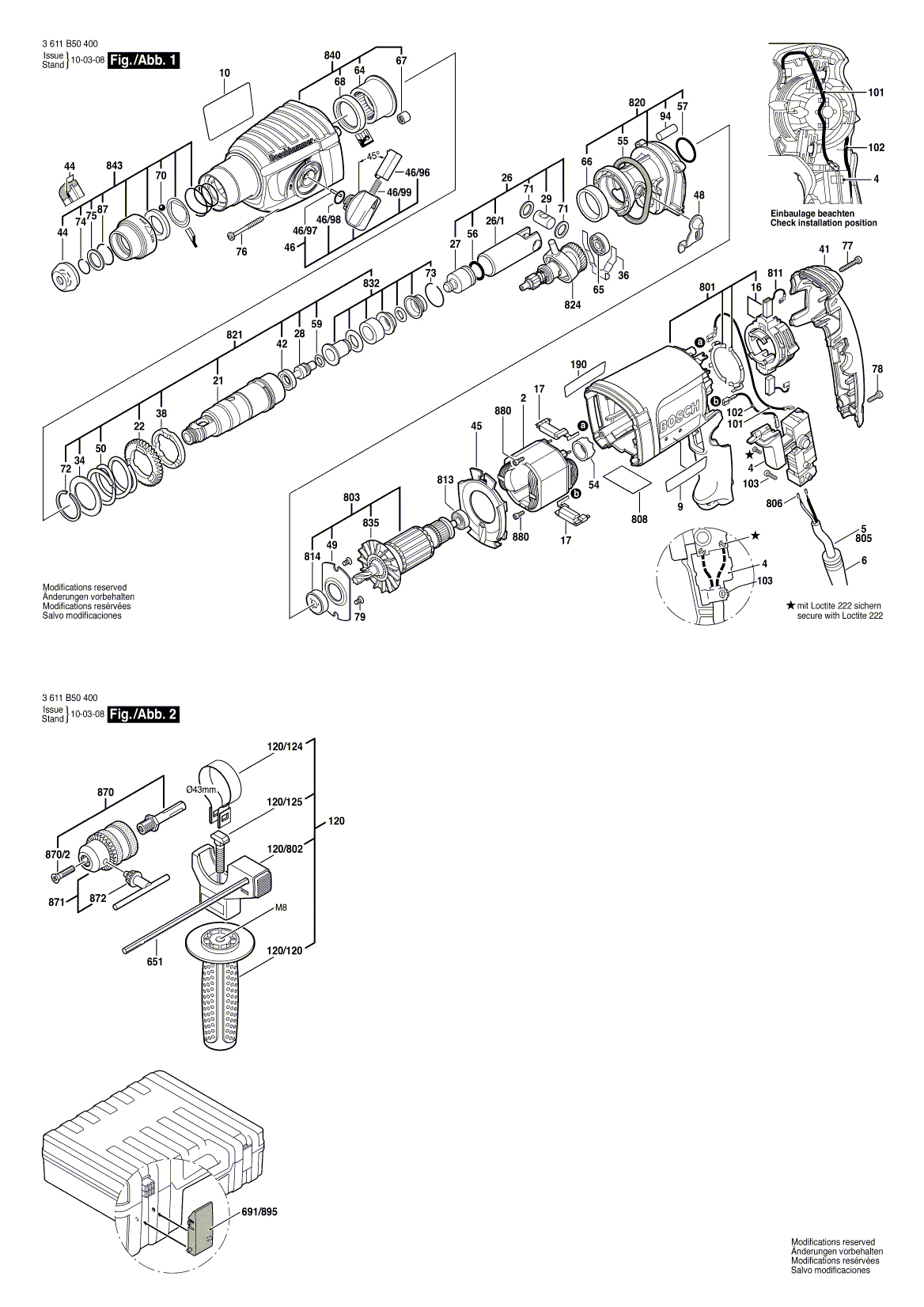 Схема на Перфоратор Bosch GBH 2-23 RE (3 611 B50 400)