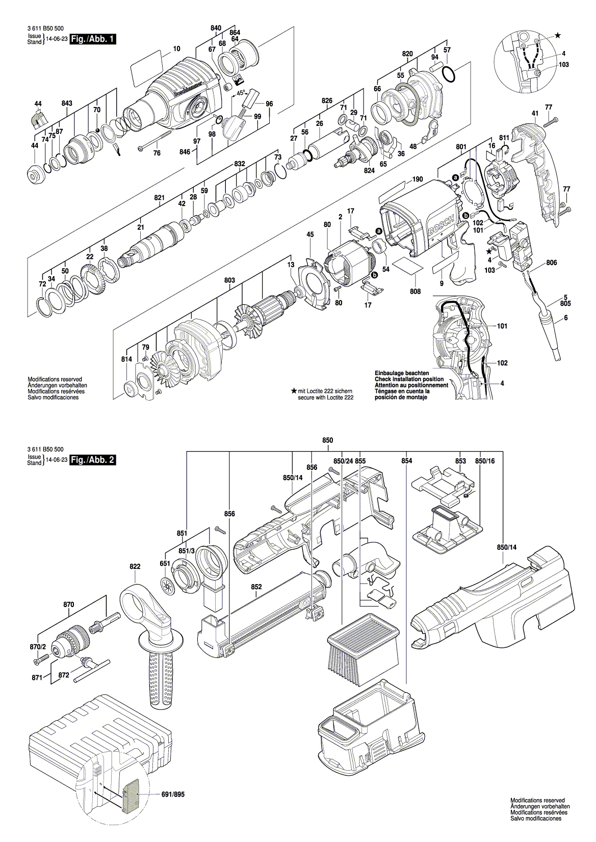 Схема на Перфоратор Bosch GBH 2-23 REA (3 611 B50 500)