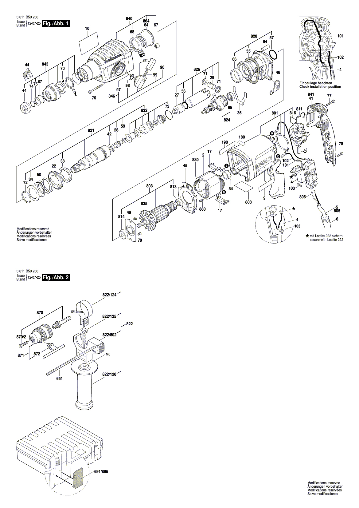 Схема на Перфоратор Bosch GBH 2-23 S (3 611 B50 280)
