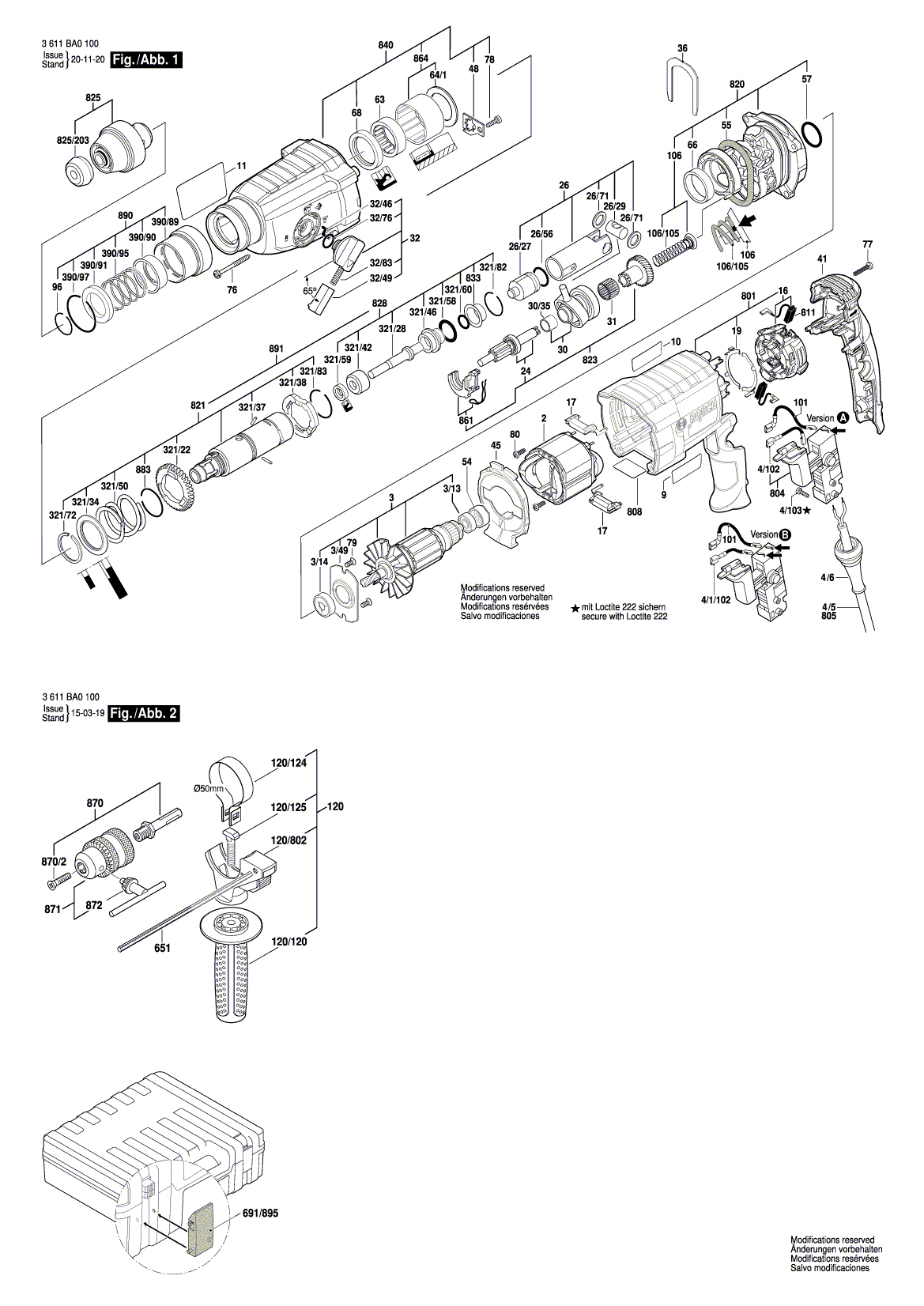 Схема на Перфоратор Bosch GBH 2-24 DF (3 611 BA0 100)