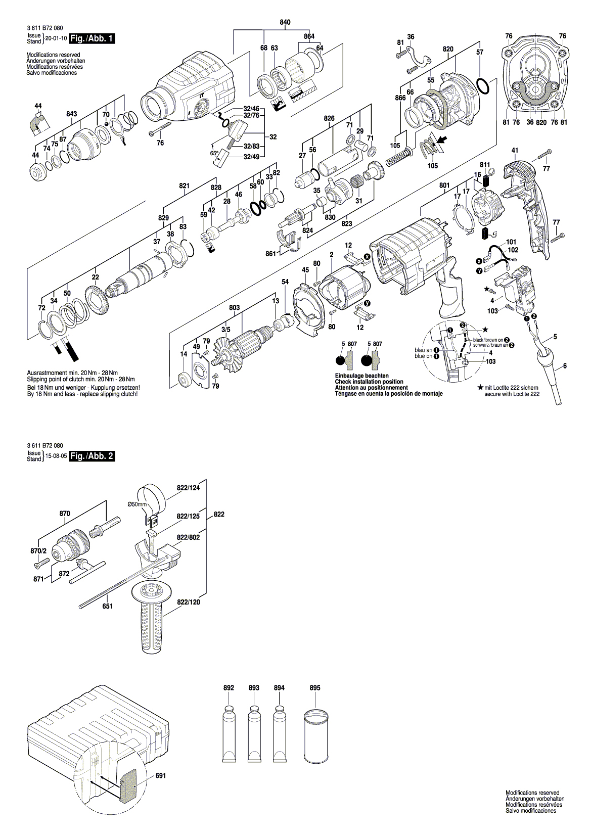 Схема на Перфоратор Bosch GBH 2-24 RE (3 611 B72 080)