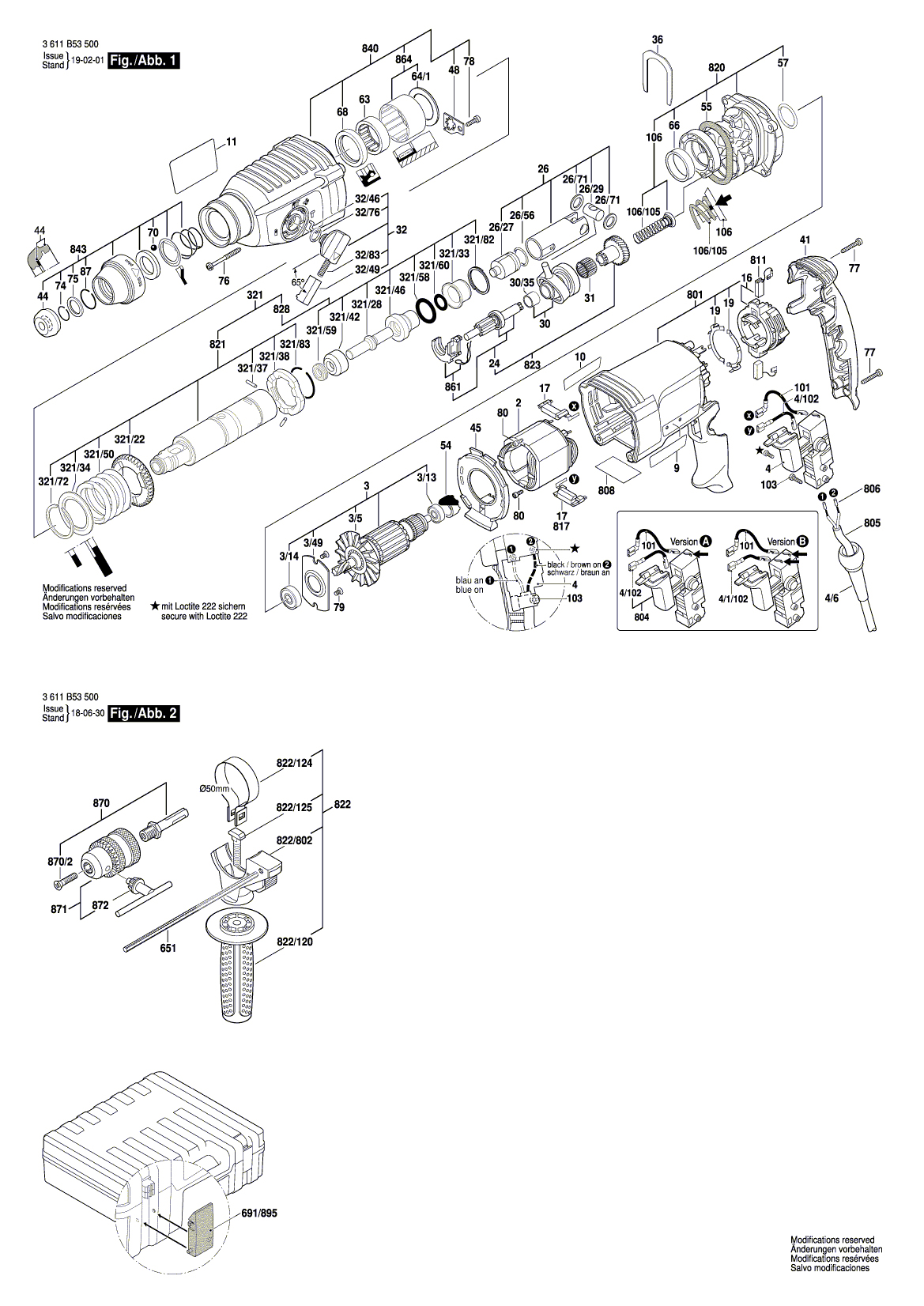 Схема на Перфоратор Bosch GBH 2-25 (3 611 B53 500)