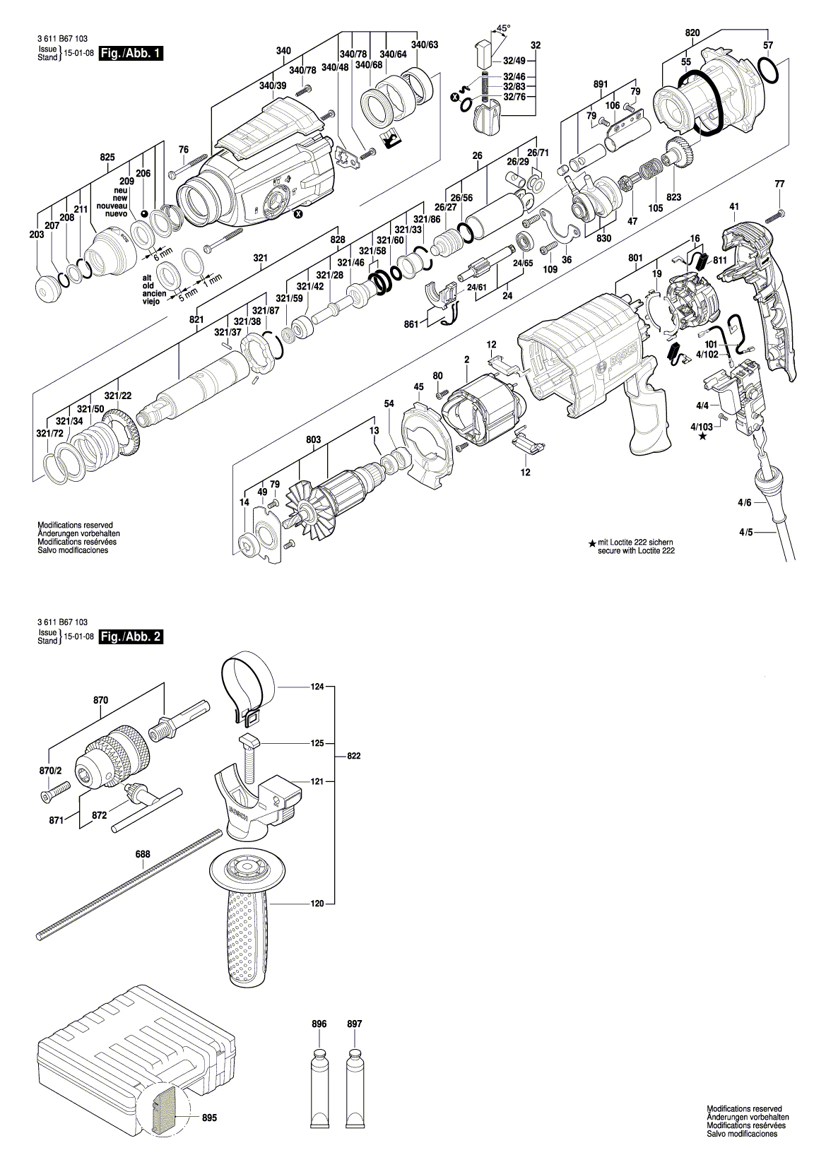 Схема на Перфоратор Bosch GBH 2-25 DV (3 611 B67 103)