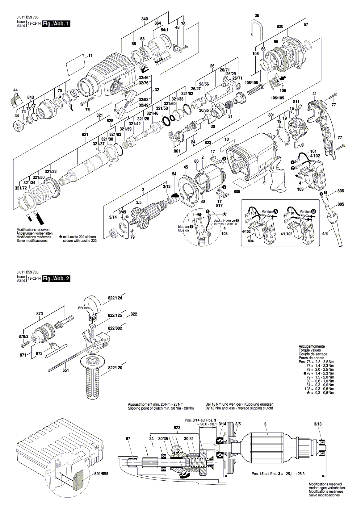 Схема на Перфоратор Bosch GBH 2-26 (3 611 B53 700)