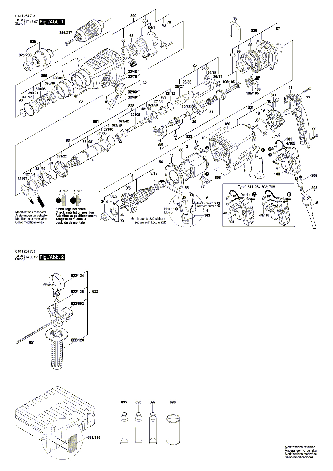 Схема на Перфоратор Bosch GBH 2-26 DFR (0 611 254 703)
