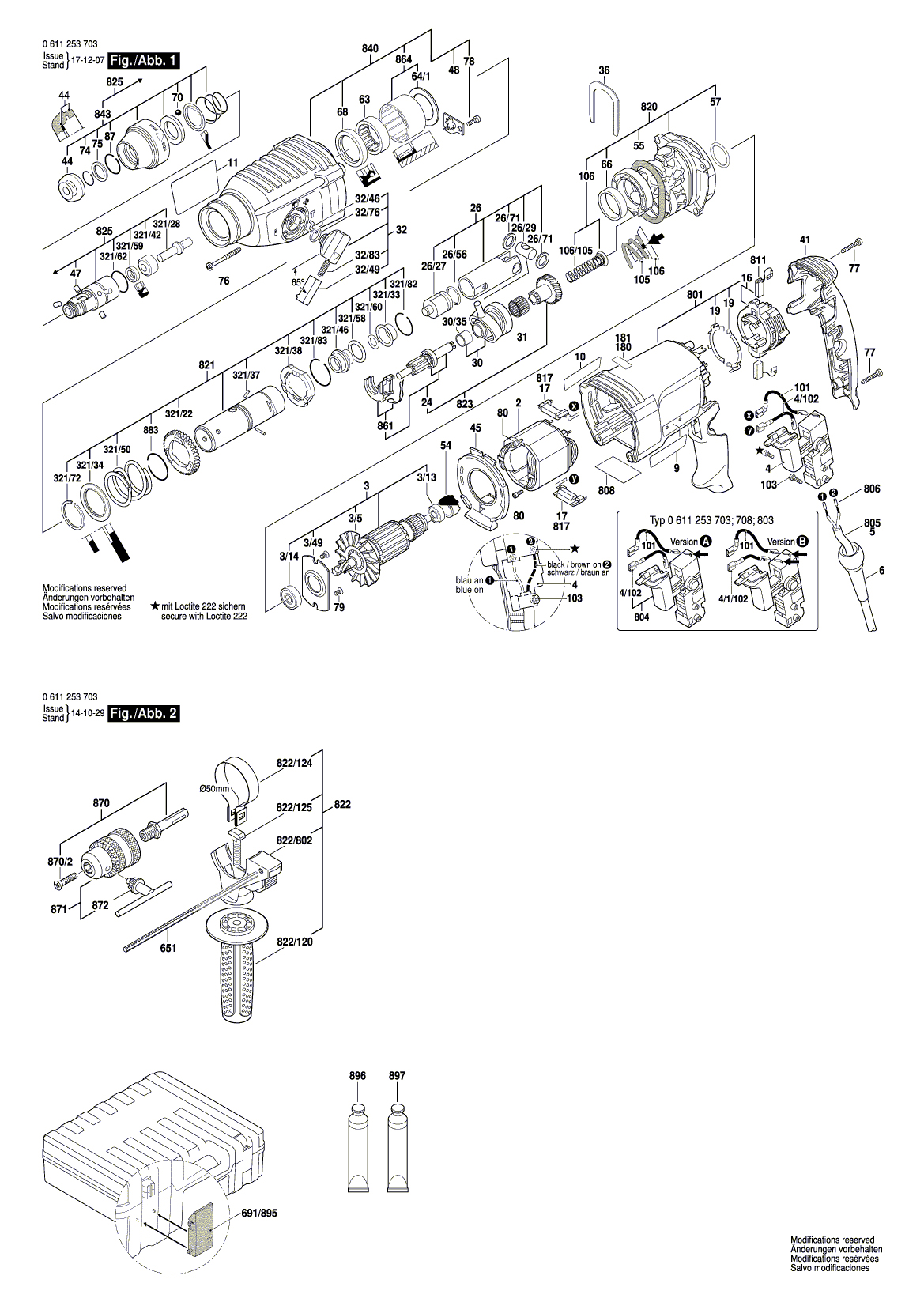 Схема на Перфоратор Bosch GBH 2-26 DRE (0 611 253 703)