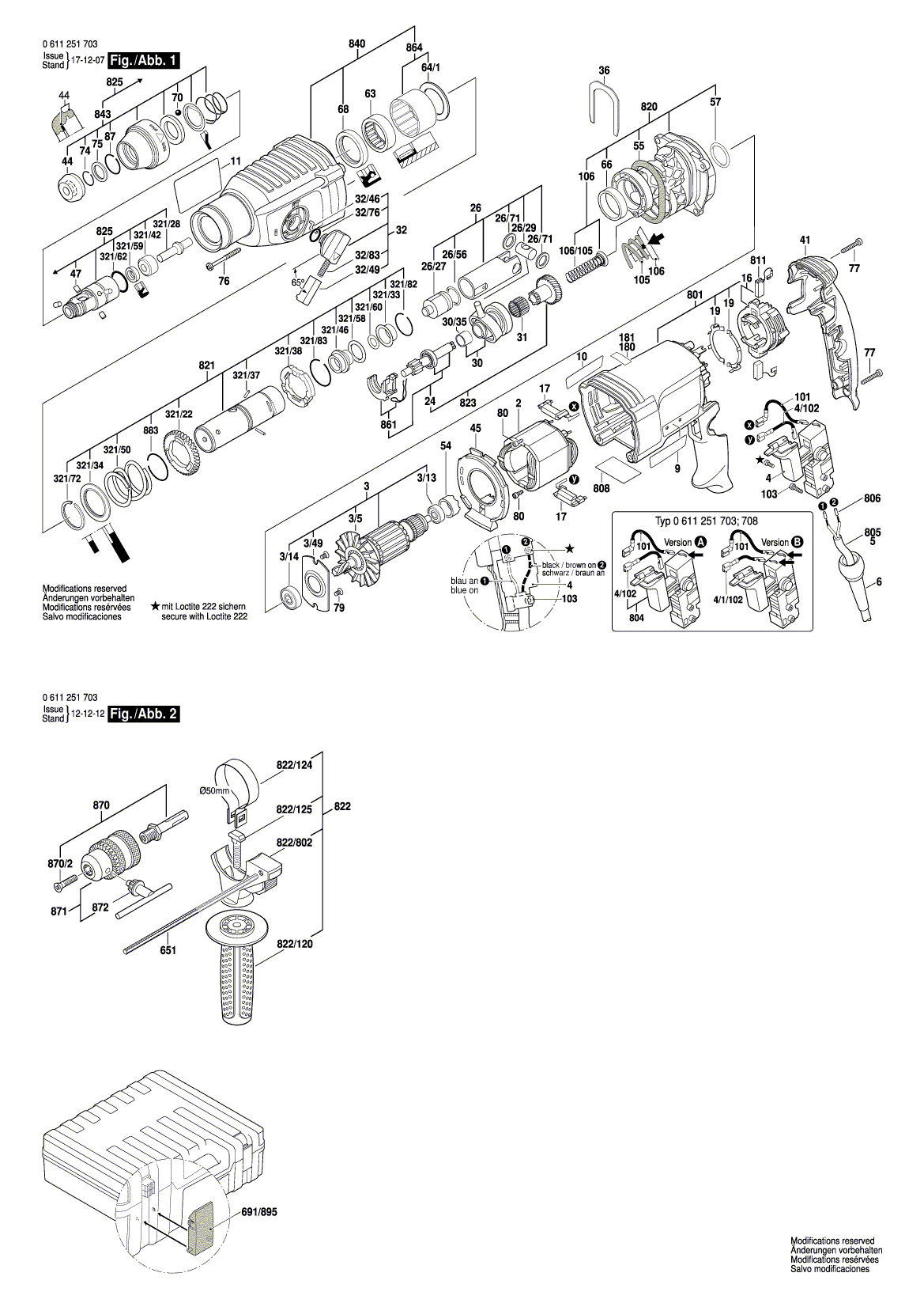 Схема на Перфоратор Bosch GBH 2-26 RE (0 611 251 703)