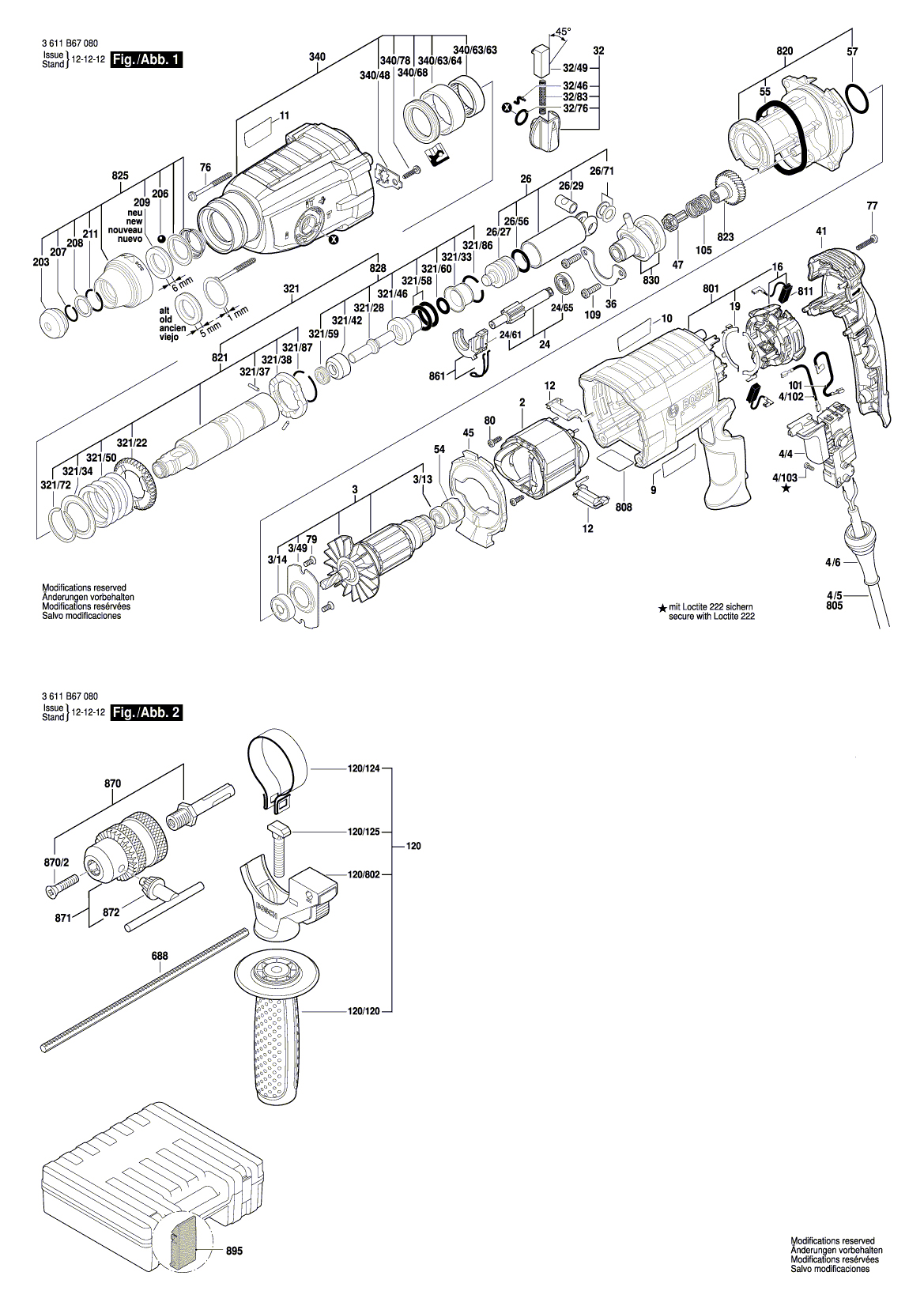 Схема на Перфоратор Bosch GBH 2-28 D (3 611 B67 080)