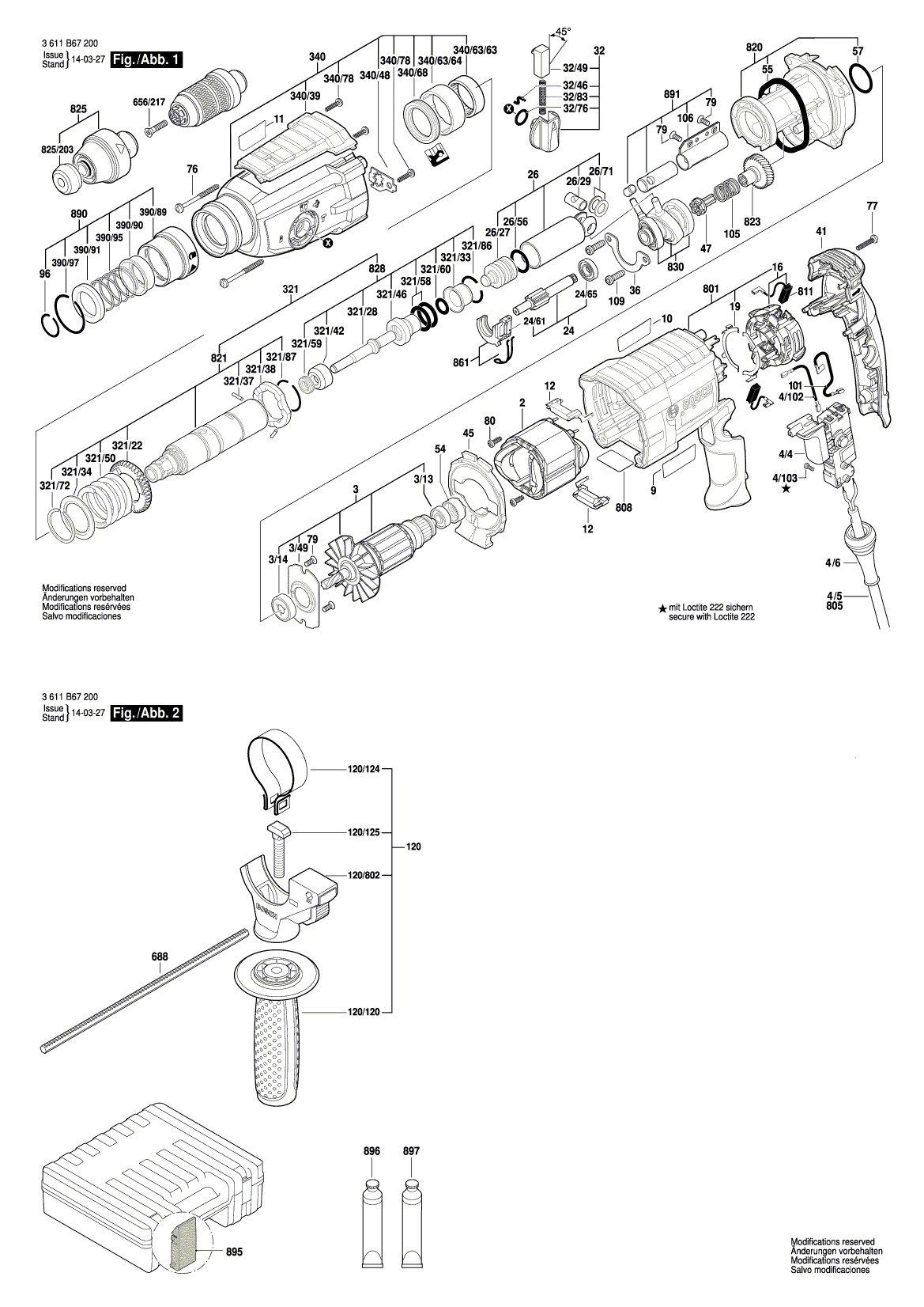 Схема на Перфоратор Bosch GBH 2-28 DFV (3 611 B67 200)