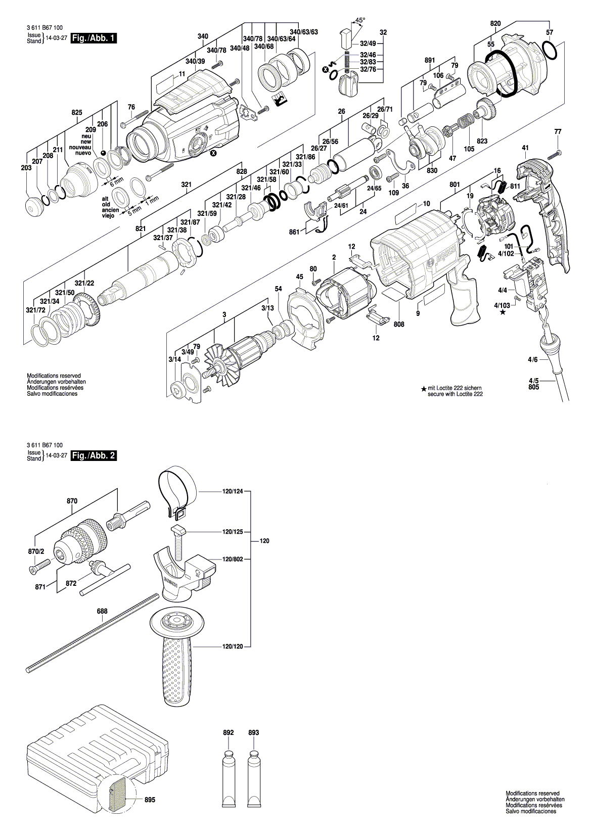 Схема на Перфоратор Bosch GBH 2-28 DV (3 611 B67 100)
