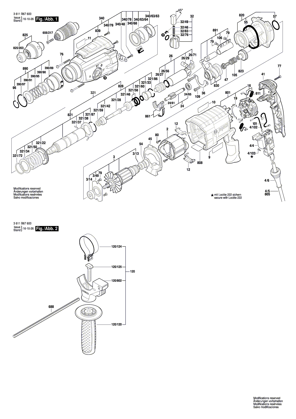 Схема на Перфоратор Bosch GBH 2-28 F (3 611 B67 600)