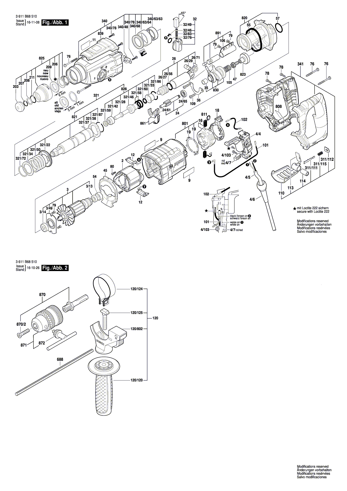 Схема на Перфоратор Bosch GBH 2-28 L (3 611 B68 541)