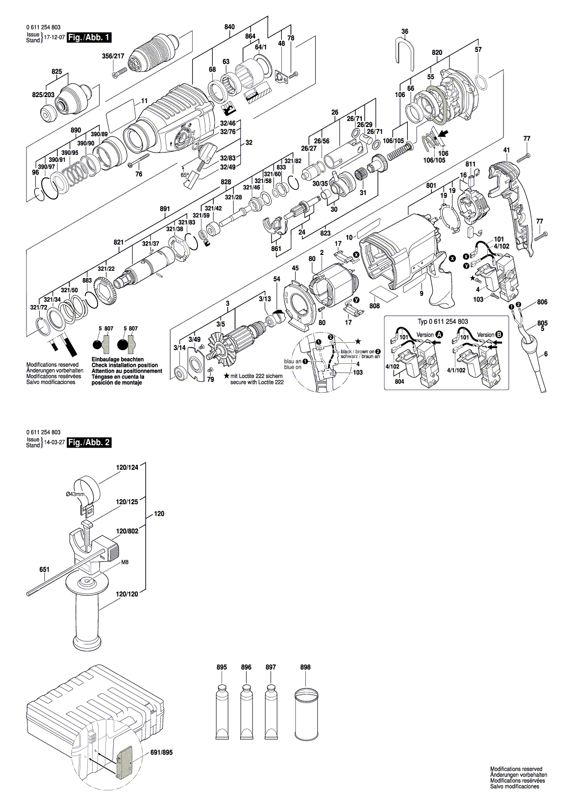 Схема на Перфоратор Bosch GBH 2600  (0 611 254 803)