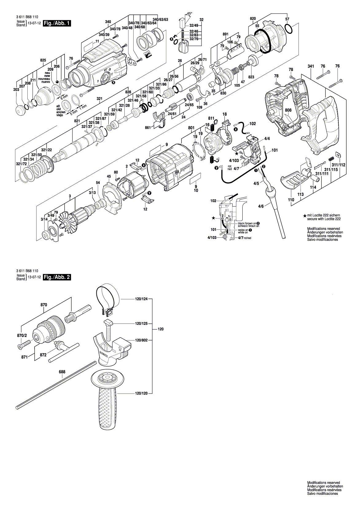 Схема на Перфоратор Bosch GBH 2-28 DBV (3 611 B68 140)