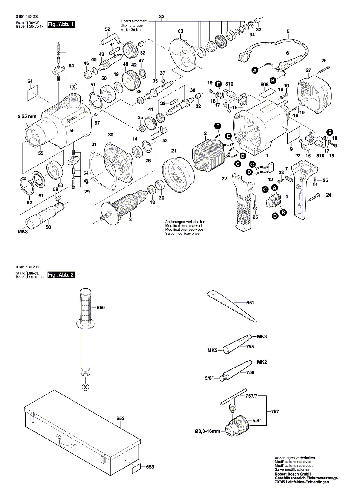 Схема на Дриль Bosch GBM 32-4 (0 601 130 203)